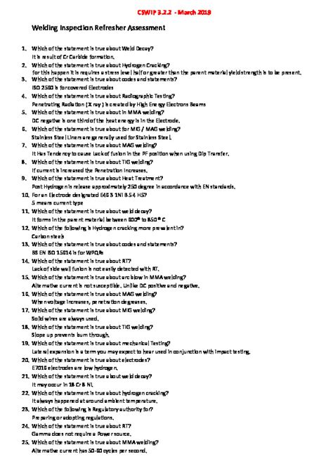 cswip 3.2 questions and answers pdf 2018|CSWIP 3.2 Narrative Questions & Answers [Sr Welding Inspector].